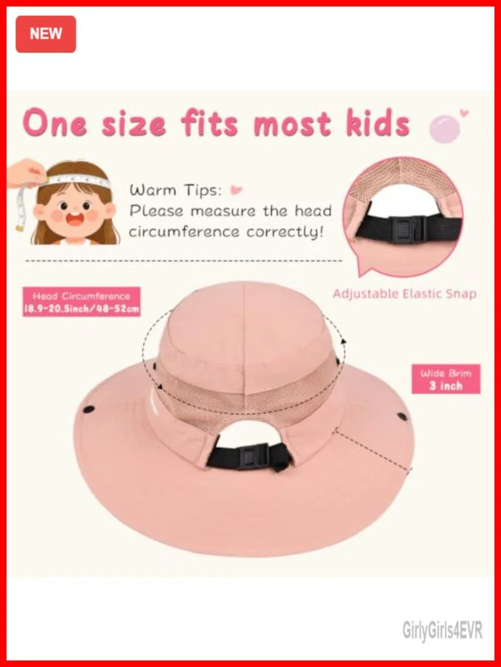 UPF 50+ Girls Ponytail Sun Hat Quick Dry Bucket Mesh Hat